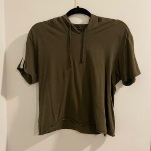 Olive green athleisure hoodie shirt
